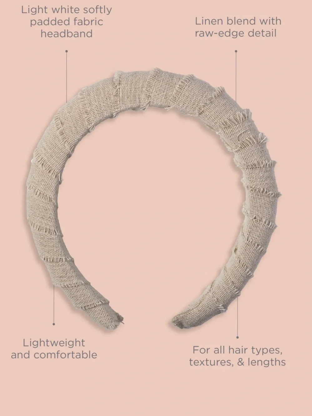 HAIRITAGE Raw Edge Linen Padded Headband NEW 🏷️